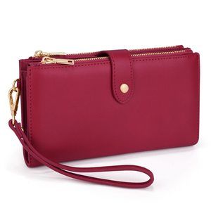 Wallet Vegan Leather Large Ladies Wristlet Purse Card Holder Organizer <3